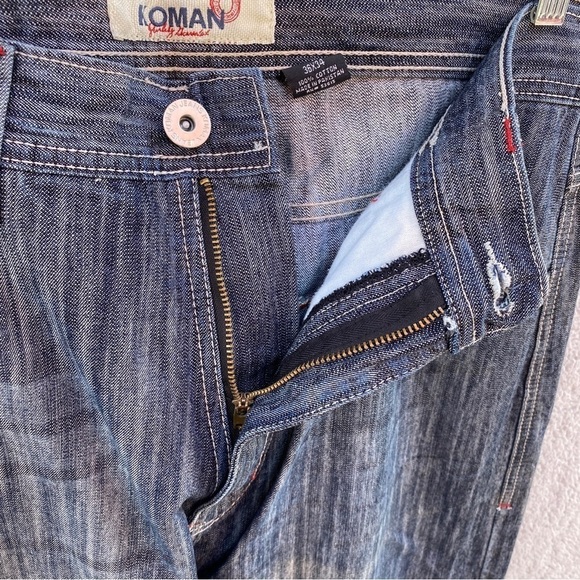 Vintage Koman Baggy Embroidered Straight Leg Skater Jeans Sz 36 - Picture 6 of 15